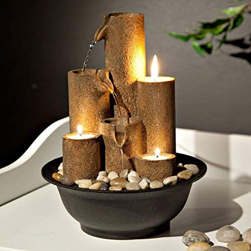 Alpine Corporation Tiered Tabletop Water Fountain with Candles
