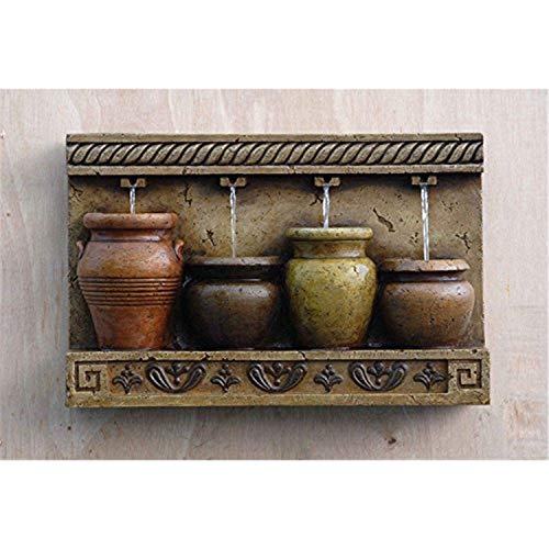 Colorful Pots Wall Fountain - Tiered Design, Multicolor