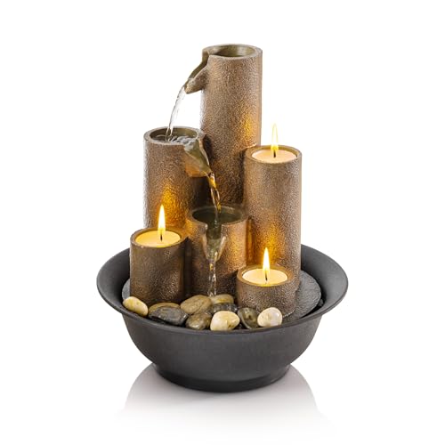 Alpine Corporation Tiered Tabletop Water Fountain with Candles