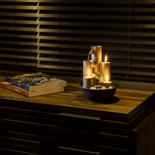 Alpine Corporation Tiered Tabletop Water Fountain with Candles