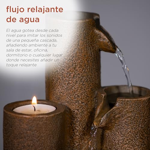 Alpine Corporation Tiered Tabletop Water Fountain with Candles