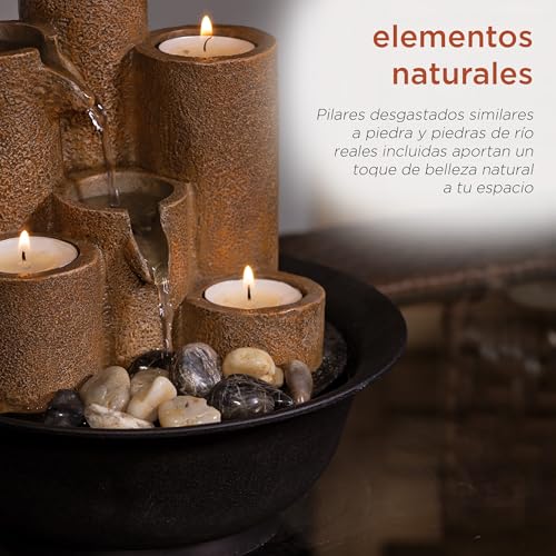 Alpine Corporation Tiered Tabletop Water Fountain with Candles