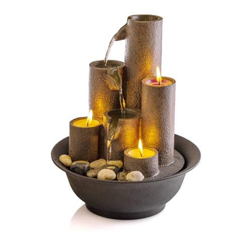 Alpine Corporation Tiered Tabletop Water Fountain with Candles