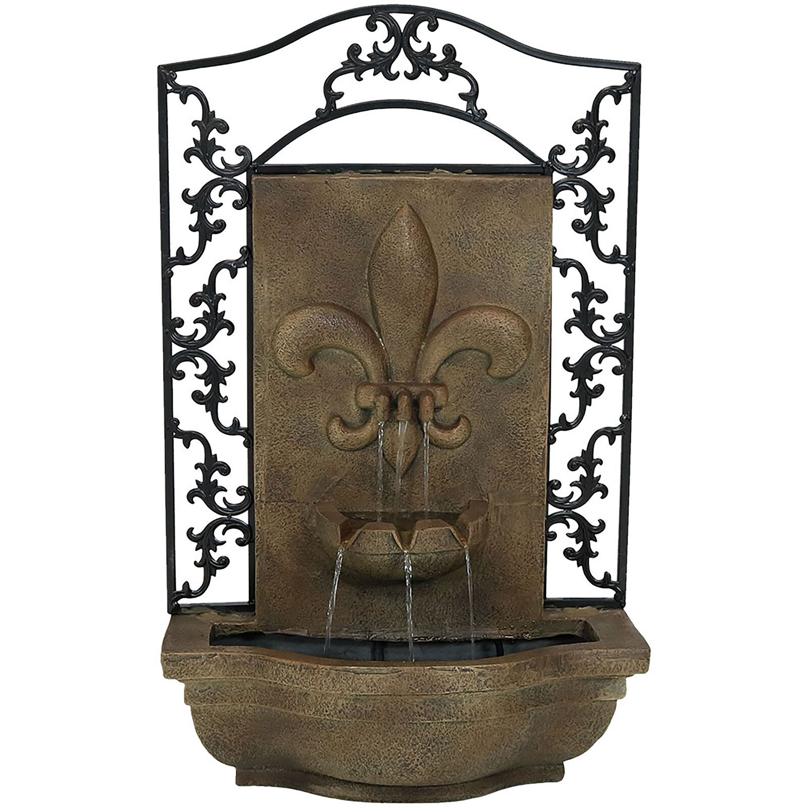 Sunnydaze French Lily Solar Wall Fountain- Florentine