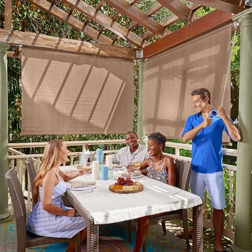 Almond 4' x 6' Coolaroo Outdoor Roller Shade