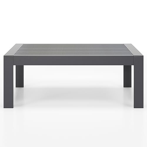 Aluminum All-Weather Outdoor Coffee Table, Dark Grey