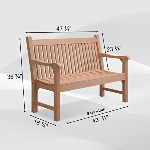 Psilvam 2-Person All-Weather Outdoor Garden Bench (Teak)