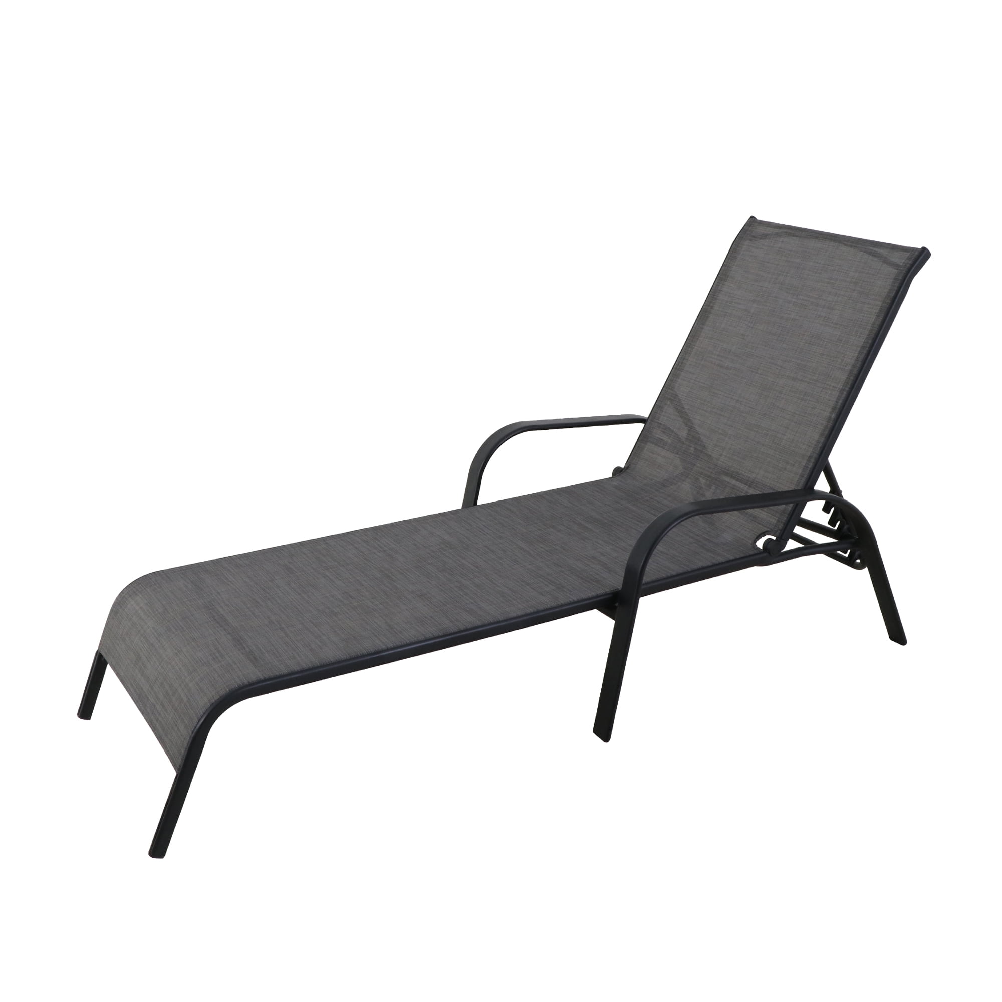 Outdoor Patio Steel Stacking Lounger, Black/Grey Color