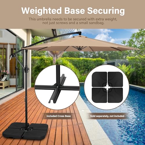 10ft Cantilever Patio Umbrella for Garden in Tan