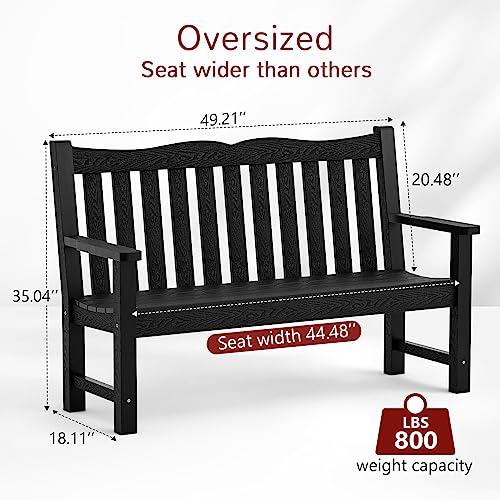 2-Person All-Weather HIPS Outdoor Garden Bench, 800 lbs, Black