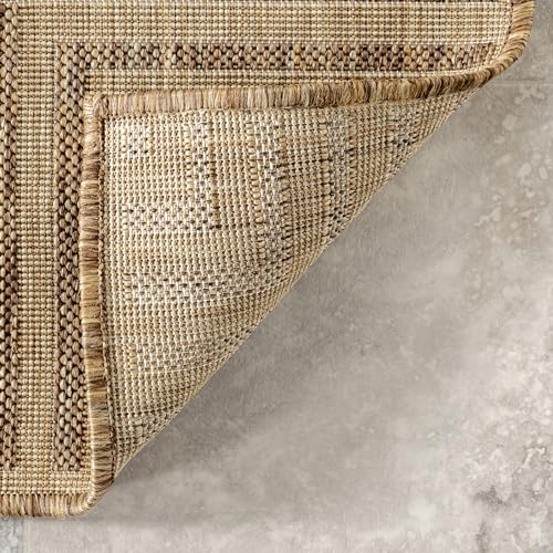 nuLOOM Asha Simple Border Outdoor/Indoor Rug, 4x5, Light Brown