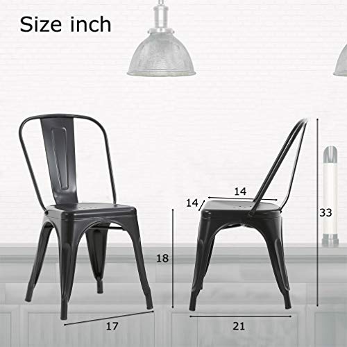 Set of 4 Metal Dining Chairs for Indoor/Outdoor