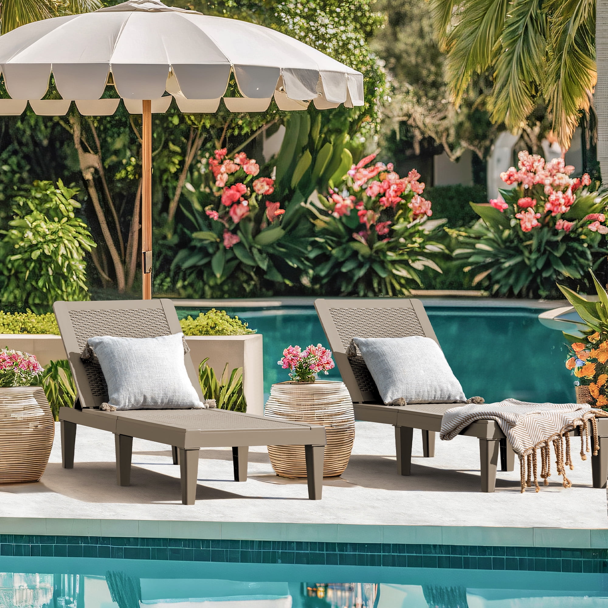 Vineego Set of 2 Outdoor Chaise Lounge Chairs