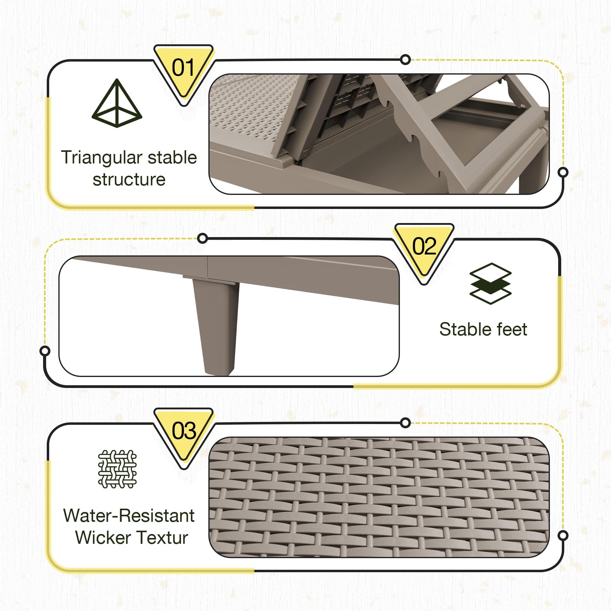 Vineego Set of 2 Outdoor Chaise Lounge Chairs