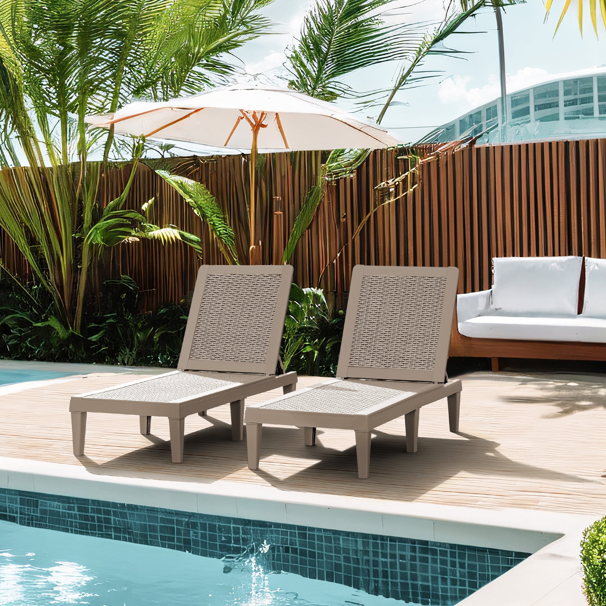 Vineego Set of 2 Outdoor Chaise Lounge Chairs