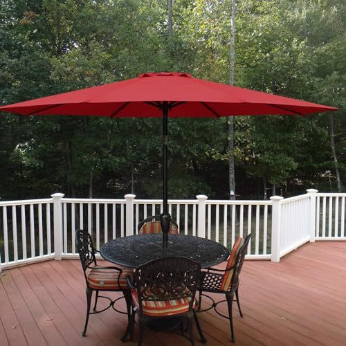 9' Red Patio Umbrella with Tilt/Crank for Garden