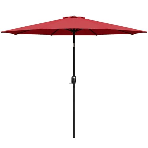 9' Red Patio Umbrella with Tilt/Crank for Garden