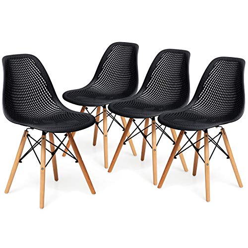 Set of 4 Modern Shell Outdoor Dining Chairs