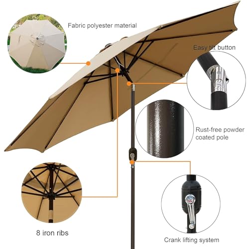 Blissun 9ft Patio Umbrella with Push Button Tilt