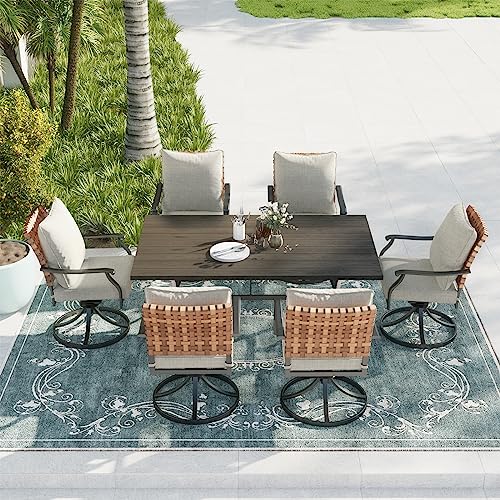 7-Piece Swivel Patio Dining Set, Black