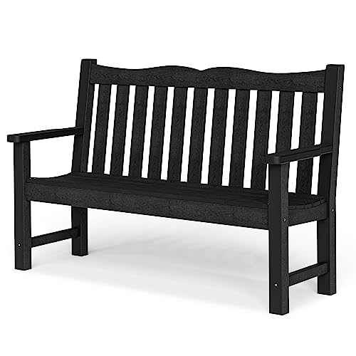2-Person All-Weather HIPS Outdoor Garden Bench, 800 lbs, Black