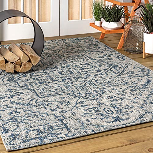 Estrella Bohemian Medallion Navy/Gray Indoor/Outdoor Area Rug