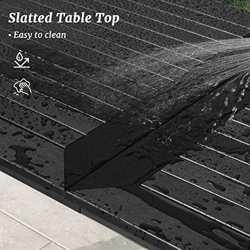 6-Person Weather-Resistant Outdoor Dining Table: Black