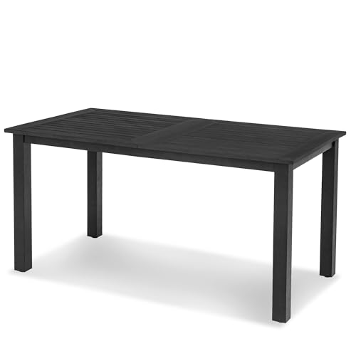 6-Person Weather-Resistant Outdoor Dining Table: Black