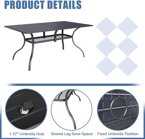 Incbruce 60" x 37" Rectangle Metal Dining Table