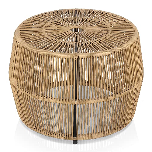 Ysar Boho Rattan Round Coffee Table - Coastal Style