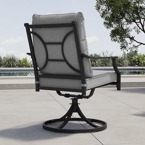 7-Piece Outdoor Dining Set: Patio Swivel Chairs, Grey