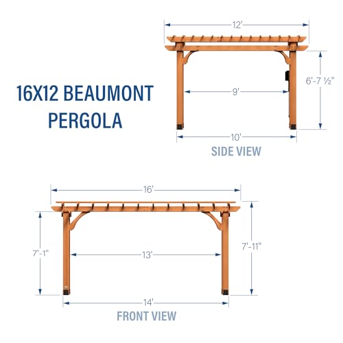 Beaumont 16 ft. x 12 ft. Cedar Pergola