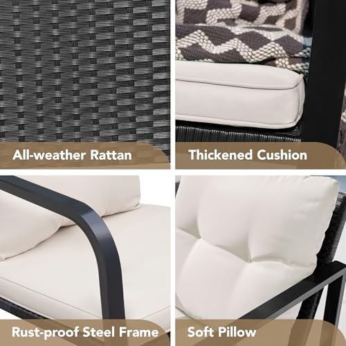 Devoko 3 Piece Wicker Rocking Bistro Set Garden Furniture