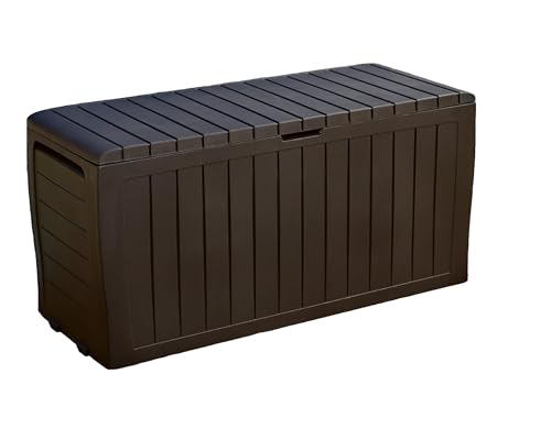 Brown Resin Deck Box for Patio Furniture Organization