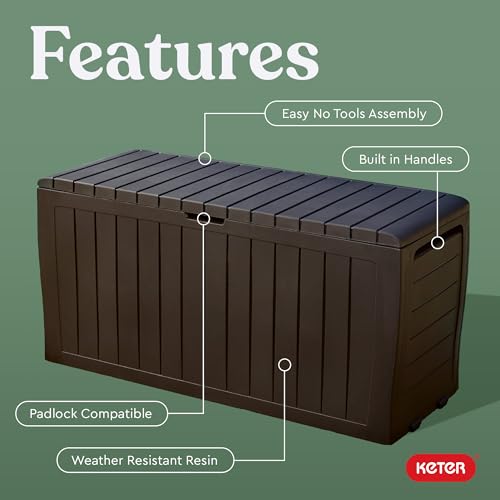 Brown Resin Deck Box for Patio Furniture Organization