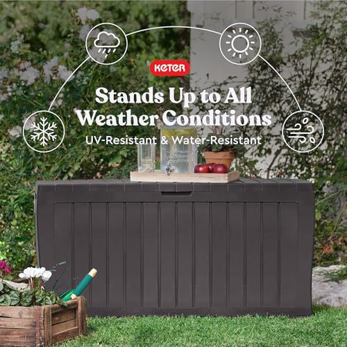 Brown Resin Deck Box for Patio Furniture Organization