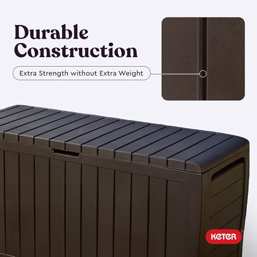 Brown Resin Deck Box for Patio Furniture Organization