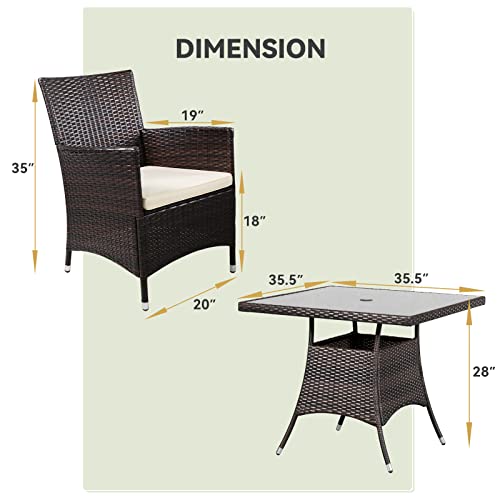 SUNCROWN 5 Piece All-Weather Wicker Dining Set