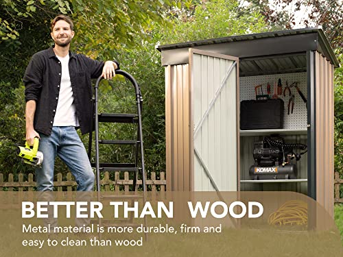 Devoko Lockable Metal Garden Shed Outdoor Storage 5x3FT