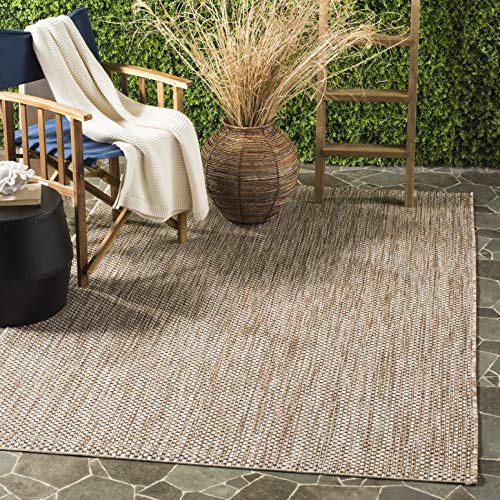 SAFAVIEH Courtyard Collection Rug - Natural/Black, 5'3" x 7'7