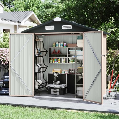 Aoxun Outdoor Metal Storage Shed for Garden, 6.4x4 FT