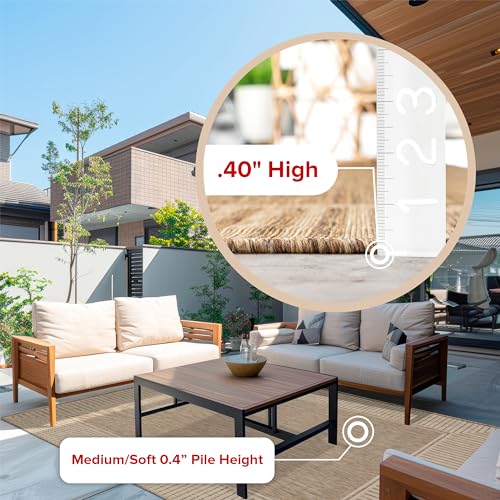 nuLOOM Light Brown Border Indoor/Outdoor Area Rug 5x8