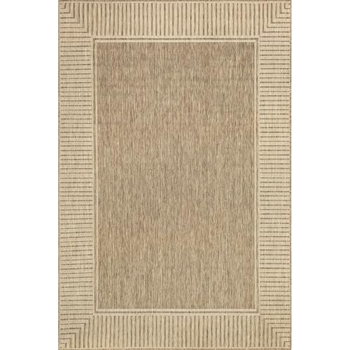 nuLOOM Light Brown Border Indoor/Outdoor Area Rug 5x8