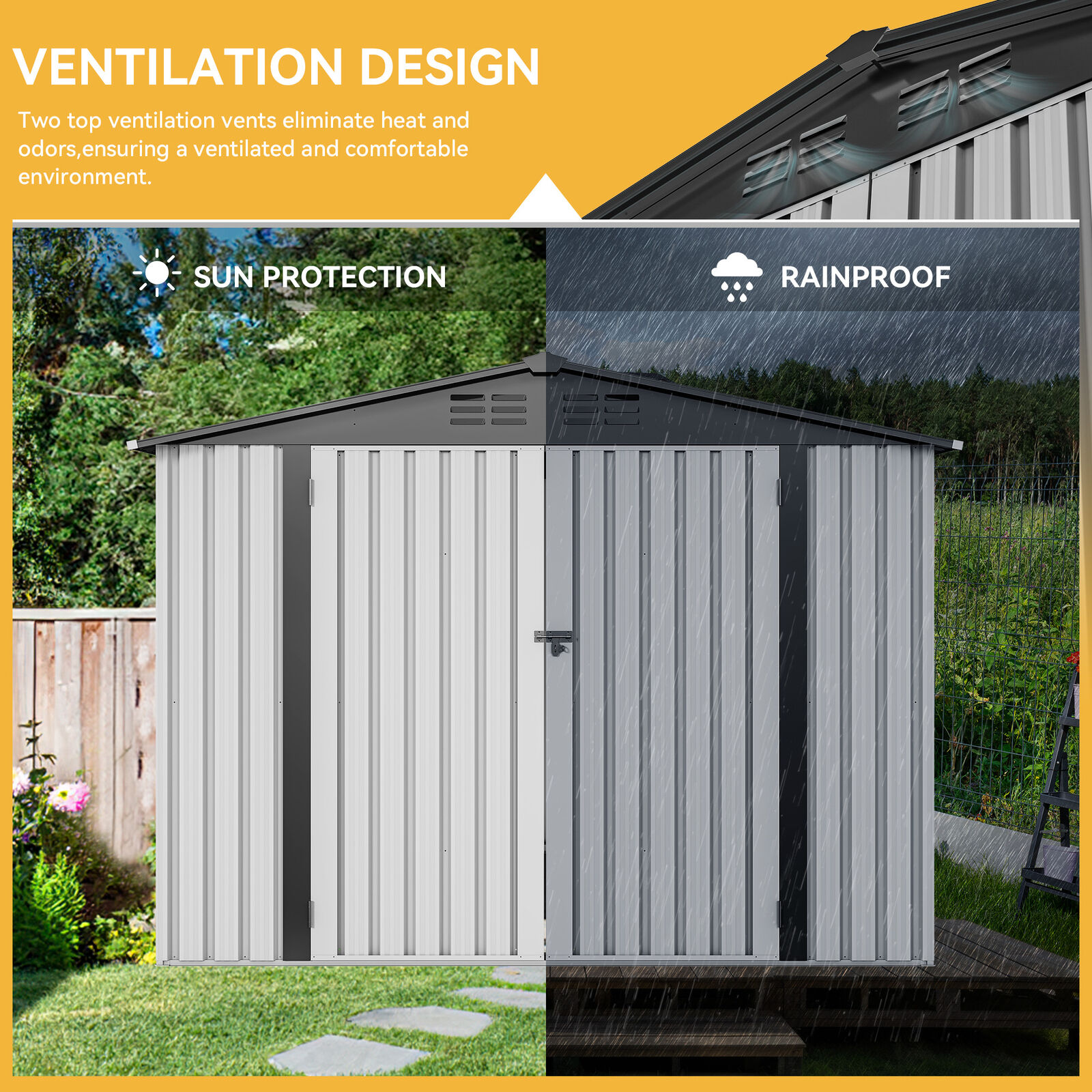 TAUS 8x6 FT Heavy Duty Outdoor Storage Shed