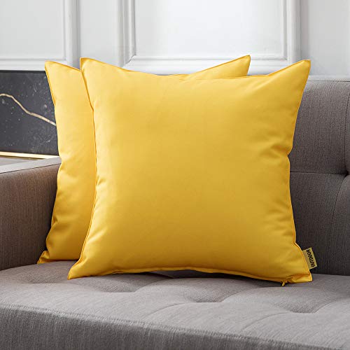 MIULEE Outdoor Waterproof Garden Pillow Covers Yellow 18x18