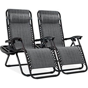 2-Pack Adjustable Steel Zero Gravity Lounge Chairs