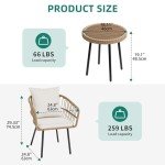 3-Piece Outdoor Wicker Bistro Set with Cushions