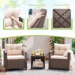 3-Piece Rattan Patio Furniture Set with Table