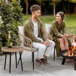 3-Piece Outdoor Wicker Bistro Set with Cushions