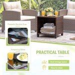 3-Piece Rattan Patio Furniture Set with Table